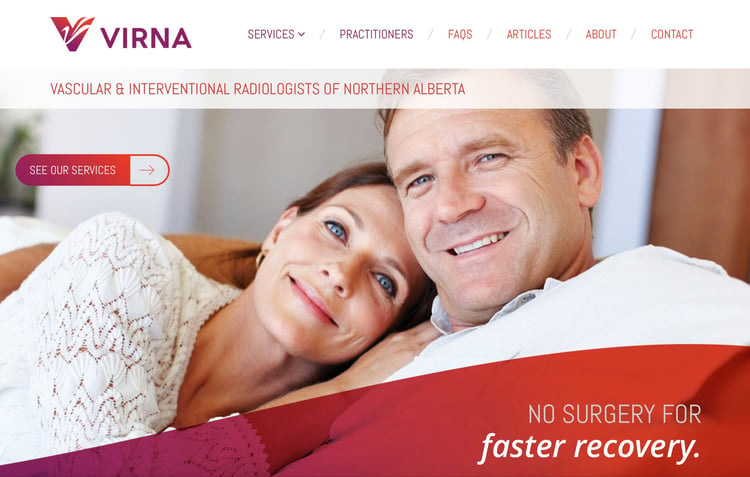 VIRNA website design homepage