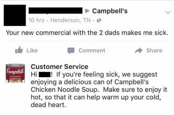 Campbells twitter response to homophobic tweet